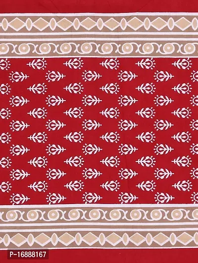 Monik Handicrafts Cotton Jaipuri King Size Double Bedsheet with 2 Pillow Cover (Red)-thumb3