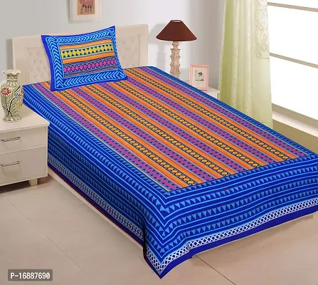 Monik Handicrafts 100% Cotton Rajasthani Jaipuri Traditional Single Bed Sheet with One Pillow Cover