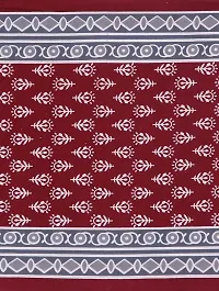 Halos tex 100% Cotton Rajasthani Jaipuri sanganeri Traditional King Size Double Bed Sheet with 2 Pillow Covers (Maroon)-thumb1