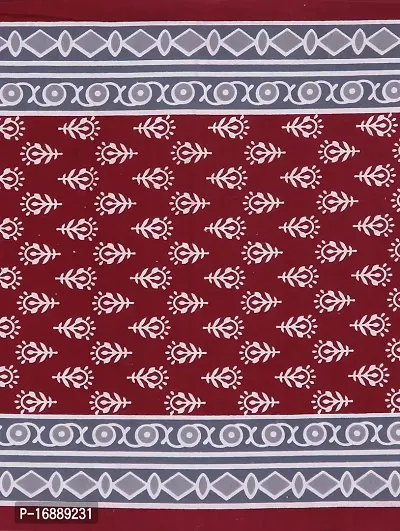 Halos tex 100% Cotton Rajasthani Jaipuri sanganeri Traditional King Size Double Bed Sheet with 2 Pillow Covers (Maroon)-thumb2