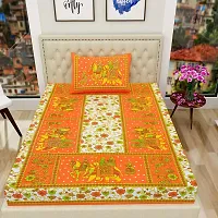 Monik Handicrafts Cotton Printed 144 TC Single Bed Sheet(Size-90 inch x 60 inch) with Pillow Cover(Size-18 inch X 28 inch)-thumb1