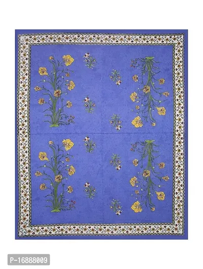 Monik Handicrafts 100% Cotton Rajasthani Jaipuri sanganeri Traditional King Size Double Bed Sheet with 2 Pillow Covers (Blue)-thumb3