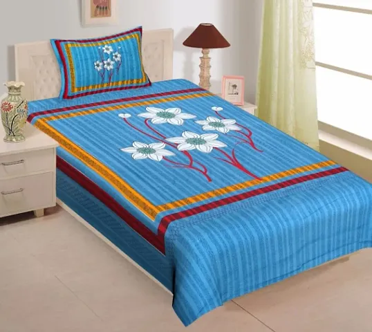 Floral Printed Cotton Single Bedsheets