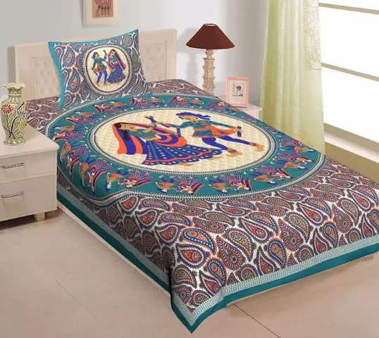 Cotton Jaipuri Single Bedsheet with 1 Pillow Cover