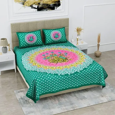 Printed Cotton Double Bedsheets (94*83 Inch)
