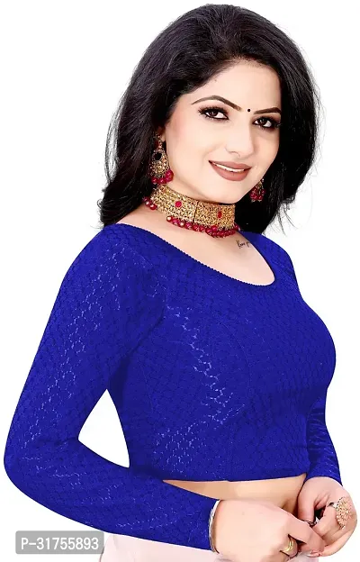 Stylish Blue Cotton Blend Blouses For Women-thumb3