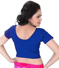 Elegant Blue Cotton Blend Solid Stitched Blouse For Women-thumb1