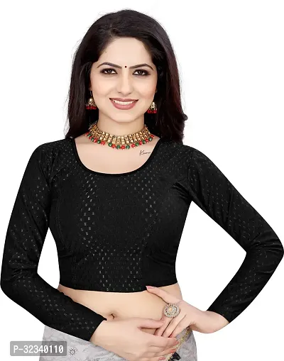 Elegant Black Cotton Blend Solid Stitched Blouse For Women