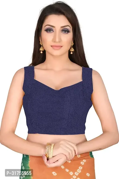 Stylish Navy Blue Art Silk Blouses For Women-thumb0