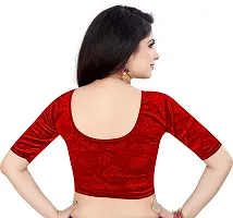 Elegant Red Velvet Solid Stitched Blouse For Women-thumb1