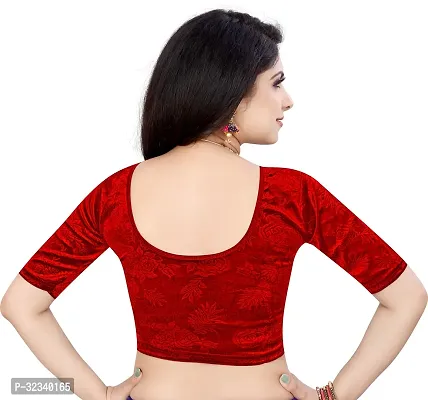 Elegant Red Velvet Solid Stitched Blouse For Women-thumb2