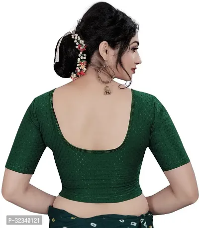 Elegant Green Cotton Blend Solid Stitched Blouse For Women-thumb2