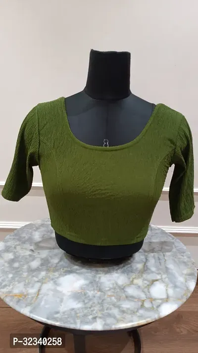 Elegant Green Lycra Solid Stitched Blouse For Women