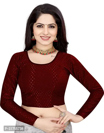 Stylish Maroon Cotton Blend Blouses For Women-thumb0