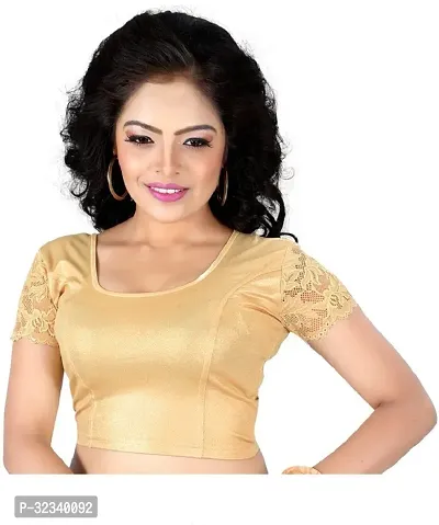 Elegant Golden Cotton Blend Solid Stitched Blouse For Women-thumb0