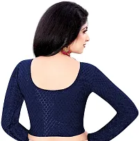 Stylish Navy Blue Cotton Blend Blouses For Women-thumb1