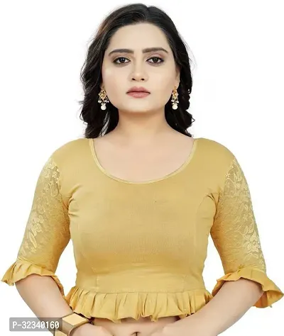 Elegant Golden Cotton Blend Solid Stitched Blouse For Women-thumb0