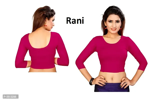 Women's Cotton Spandex Pink Stretchable Readymade Saree Blouse