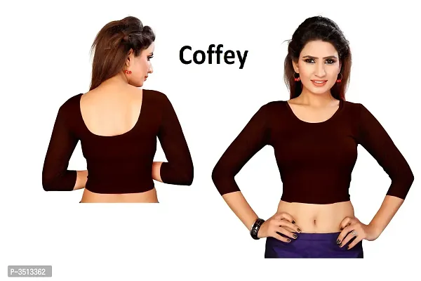 Women's Cotton Spandex Coffee Stretchable Readymade Saree Blouse-thumb0