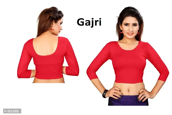 Women's Cotton Spandex Red Stretchable Readymade Saree Blouse