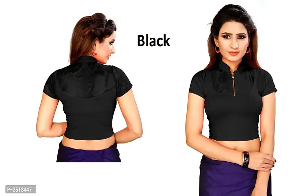 Women's Cotton Spandex Black Stretchable Readymade Saree Blouse-thumb0