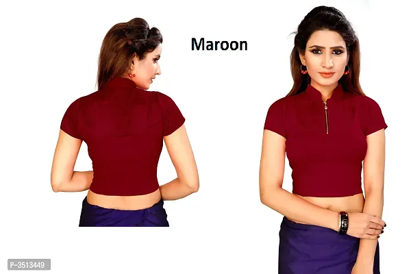 Women's Cotton Spandex Maroon Stretchable Readymade Saree Blouse-thumb0