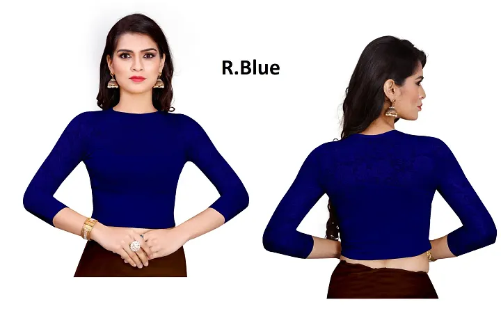 Cotton Spandex 3/4 Net Sleeve Stretchable Readymade Blouses