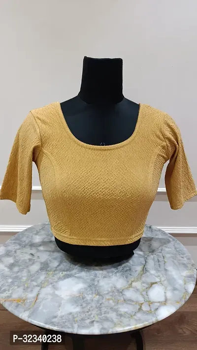 Elegant Golden Lycra Solid Stitched Blouse For Women