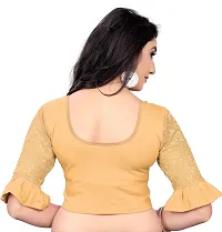 Elegant Golden Cotton Blend Solid Stitched Blouse For Women-thumb1