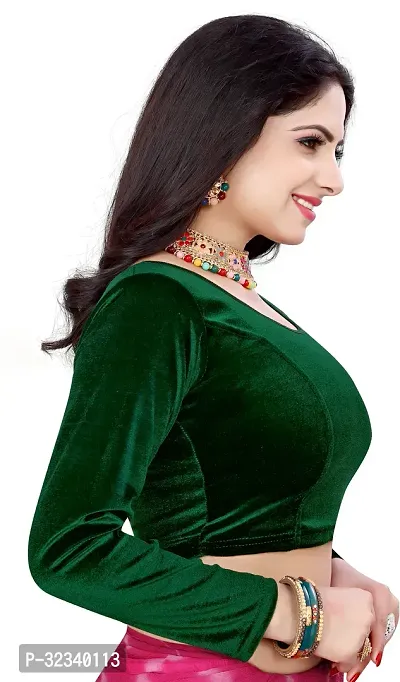 Elegant Green Cotton Blend Solid Stitched Blouse For Women-thumb2