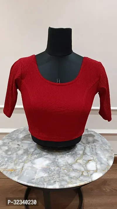 Elegant Red Lycra Solid Stitched Blouse For Women