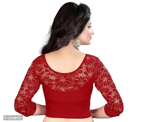 Elegant Red Cotton Blend Solid Stitched Blouse For Women-thumb2