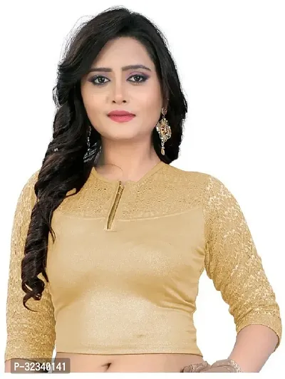 Elegant Golden Cotton Blend Solid Stitched Blouse For Women