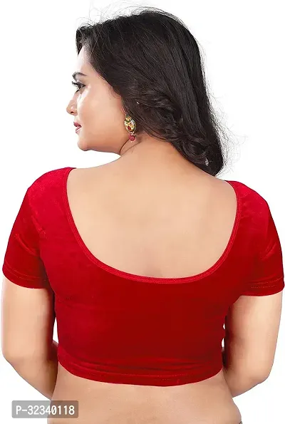 Elegant Red Velvet Solid Stitched Blouse For Women-thumb2