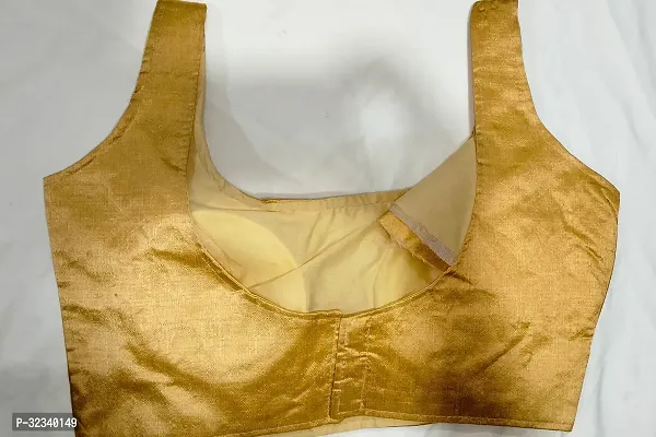 Elegant Golden Art Silk Solid Stitched Blouse For Women-thumb2