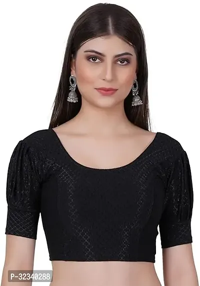 Elegant Black Cotton Blend Solid Stitched Blouse For Women