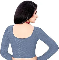 Elegant Grey Cotton Blend Solid Stitched Blouse For Women-thumb1