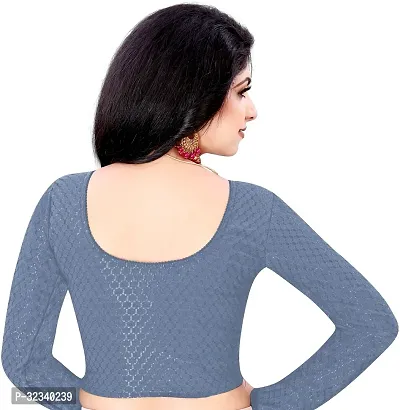 Elegant Grey Cotton Blend Solid Stitched Blouse For Women-thumb2