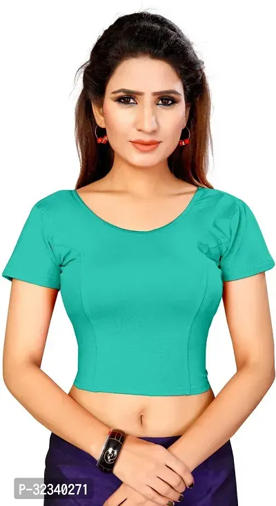 Elegant Green Lycra Solid Stitched Blouse For Women-thumb0