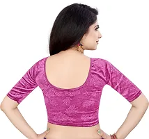 Elegant Pink Velvet Solid Stitched Blouse For Women-thumb1