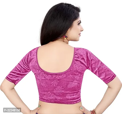 Elegant Pink Velvet Solid Stitched Blouse For Women-thumb2