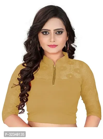 Elegant Golden Cotton Blend Solid Stitched Blouse For Women-thumb0