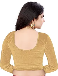 Elegant Golden Cotton Blend Solid Stitched Blouse For Women-thumb1