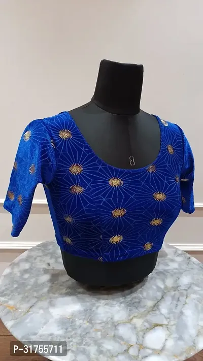 Stylish Blue Velvet Blouses For Women-thumb3