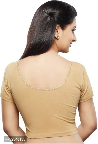 Elegant Golden Cotton Blend Solid Stitched Blouse For Women-thumb2