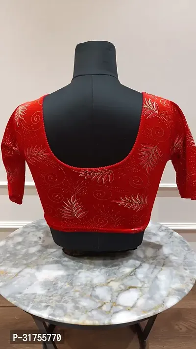 Stylish Red Velvet Blouses For Women-thumb2