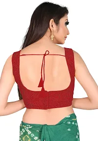 Elegant Red Jaquard Solid Stitched Blouse For Women-thumb1