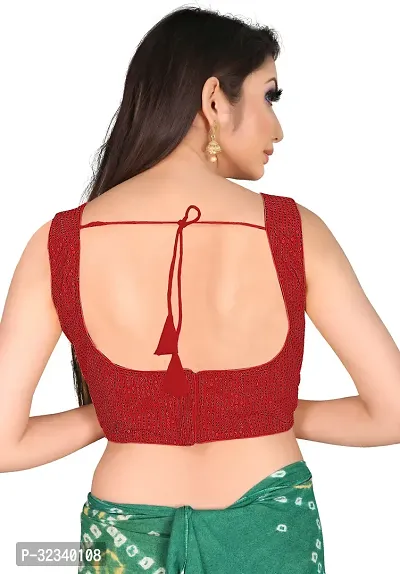 Elegant Red Jaquard Solid Stitched Blouse For Women-thumb2