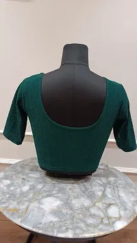 Elegant Green Lycra Solid Stitched Blouse For Women-thumb1