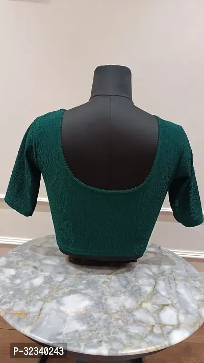 Elegant Green Lycra Solid Stitched Blouse For Women-thumb2